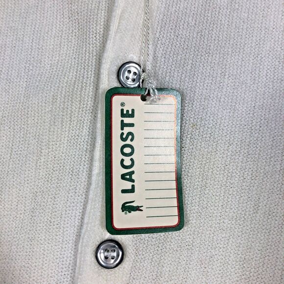 VINTAGE NEW Izod Lacoste Cardigan Sweater Mens L White USA Preppy Grandpa 80s - Picture 6 of 10